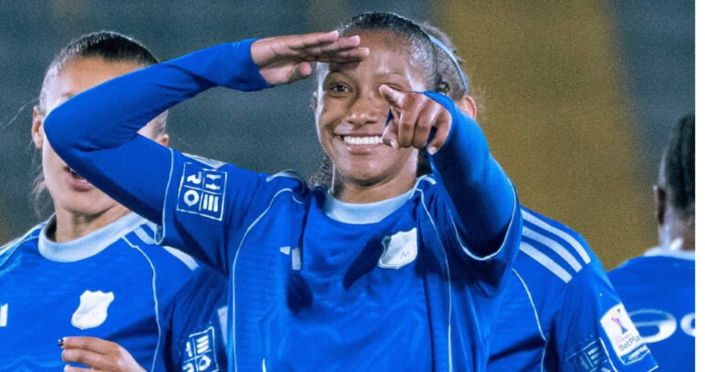La delantera vallenata Ledys Calvo celebró su tercer gol en la Liga Femenina y el número 12 como profesional.
